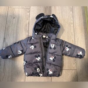 Disney Kids Puffer Jacket - Black with Mickey Mouse